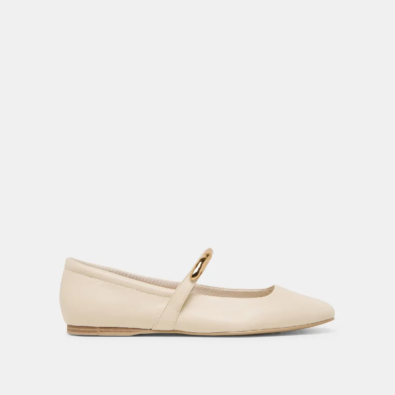 Women's Bow - Embellished Ballet Flats with a Platform Sole in Red for Added Height RADYA BALLET FLATS CREME LEATHER Women's Bow - Embellished Ballet Flats with a Platform Sole in Red for Added Height RADYA BALLET FLATS CREME LEATHER