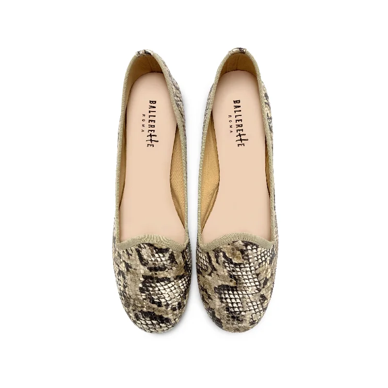 Women’s Snake Print Leather Loafers