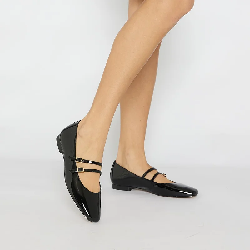 Women's Metallic Foil - Finish Ballet Flats in Gold for a Glamorous Night Out Freda Flat in Black Patent Women's Metallic Foil - Finish Ballet Flats in Gold for a Glamorous Night Out Freda Flat in Black Patent