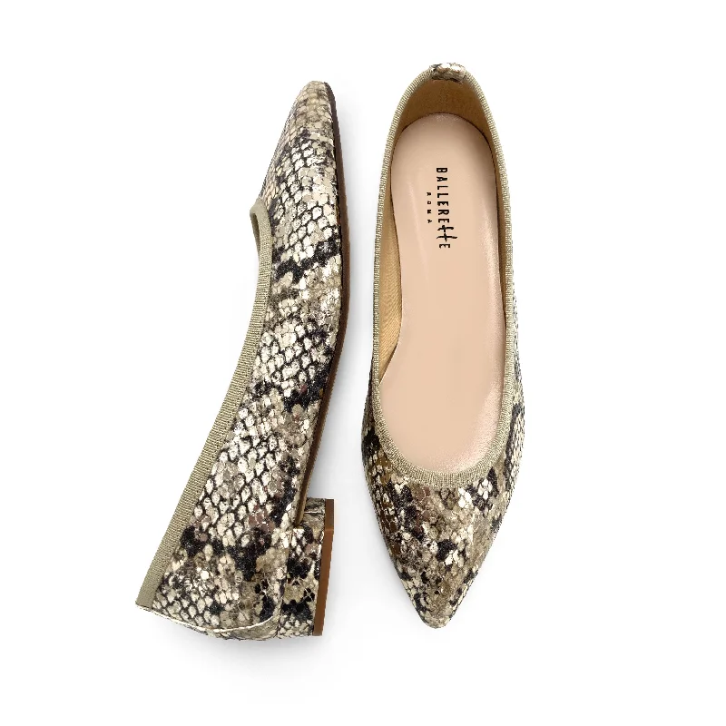 Women's Geometric - Patterned Ballet Flats in Multicolor for a Fashion - Forward Look Snake print leather pointed toe ballet flats Women's Geometric - Patterned Ballet Flats in Multicolor for a Fashion - Forward Look Snake print leather pointed toe ballet flats