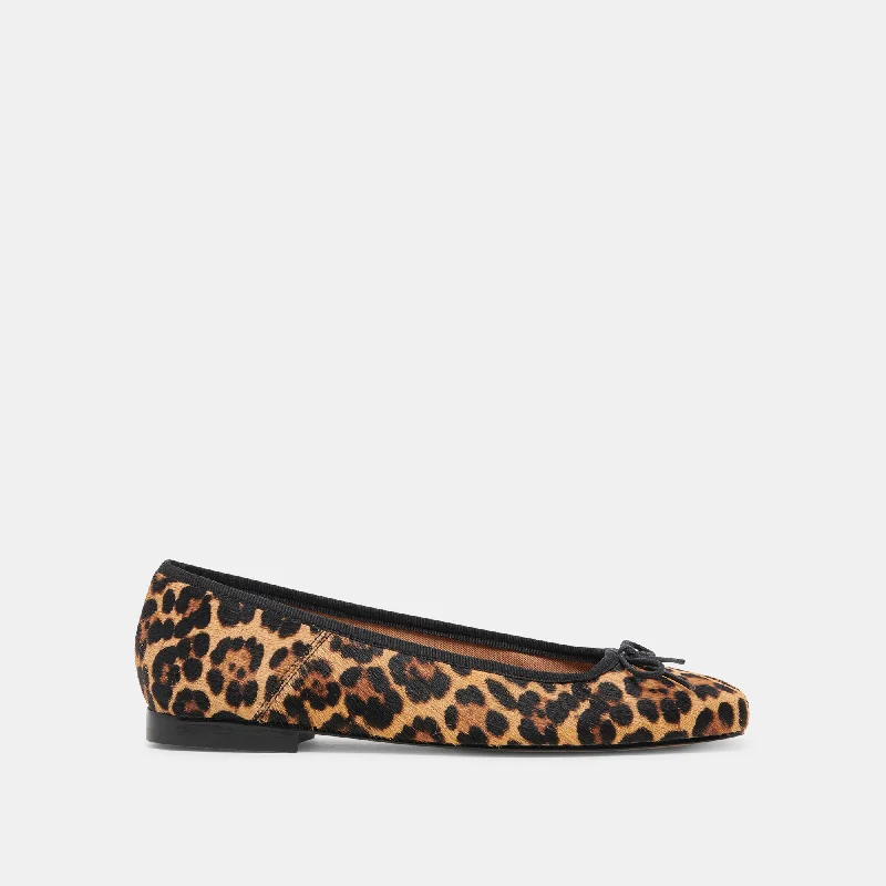 Women's Patent Leather Ballet Flats with Bow Detail in Black for a Classic Look ANISA BALLET FLATS DK LEOPARD CALF HAIR Women's Patent Leather Ballet Flats with Bow Detail in Black for a Classic Look ANISA BALLET FLATS DK LEOPARD CALF HAIR