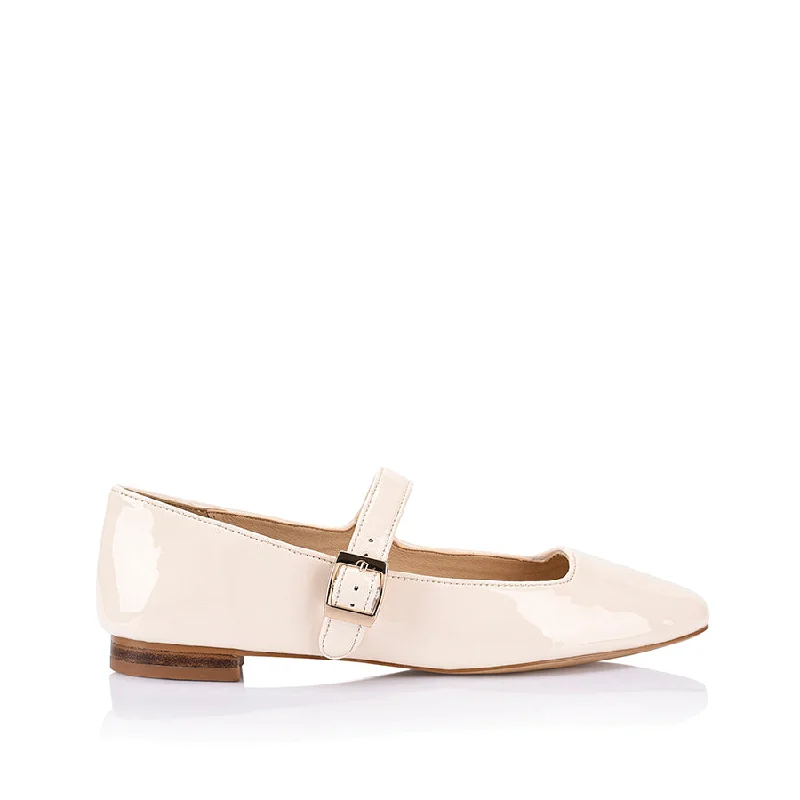 Women's Glitter - Embellished Ballet Flats in Silver for a Sparkly Party Look Eden Mary Jane Flats - Bone White Patent Women's Glitter - Embellished Ballet Flats in Silver for a Sparkly Party Look Eden Mary Jane Flats - Bone White Patent