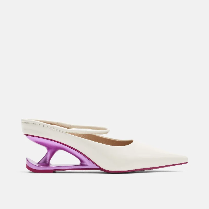 Sophia Cream/Magenta Leather Strap Pumps