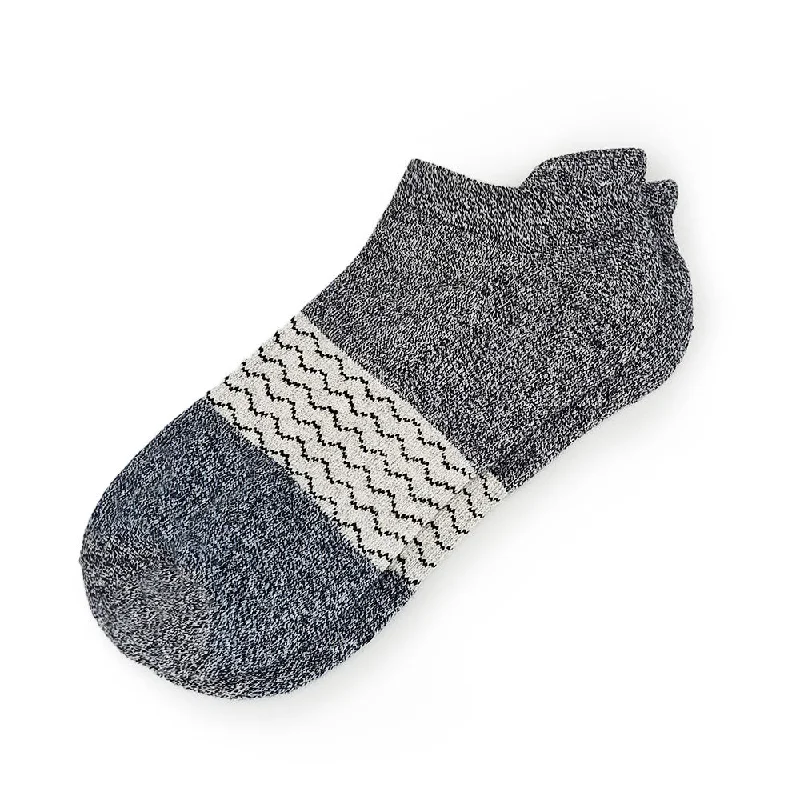 Tri-Block Ankle Socks - Charcoal and Blue