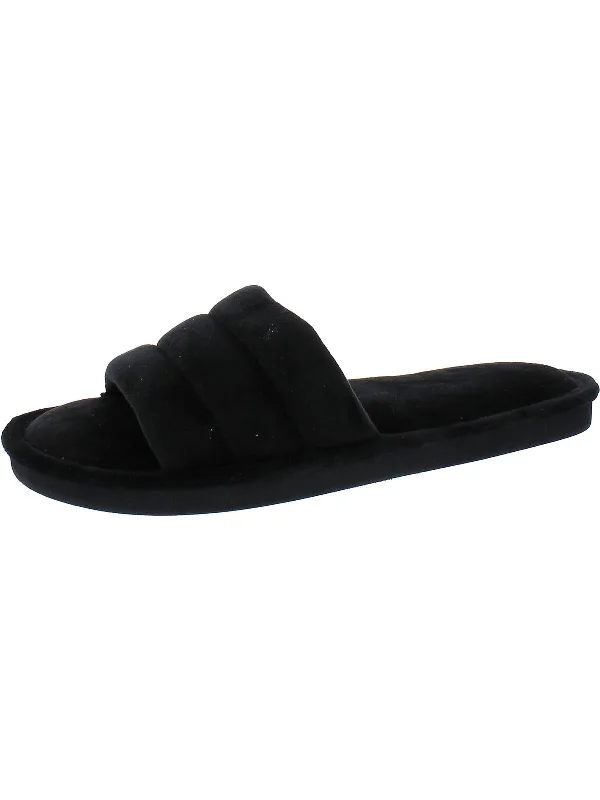 Womens Peep-Toe Quilted Slide Slippers