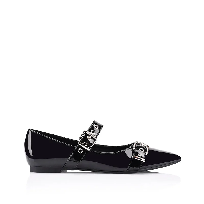 Women's Memory Foam Insole Ballet Flats in Pink for Extra Comfort Ianna Buckle Flats - Black Patent Women's Memory Foam Insole Ballet Flats in Pink for Extra Comfort Ianna Buckle Flats - Black Patent