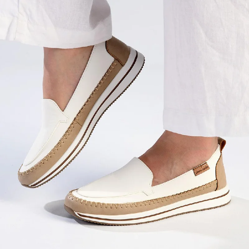 Pierre Cardin Josephine 11 Moccasin - White / Beige