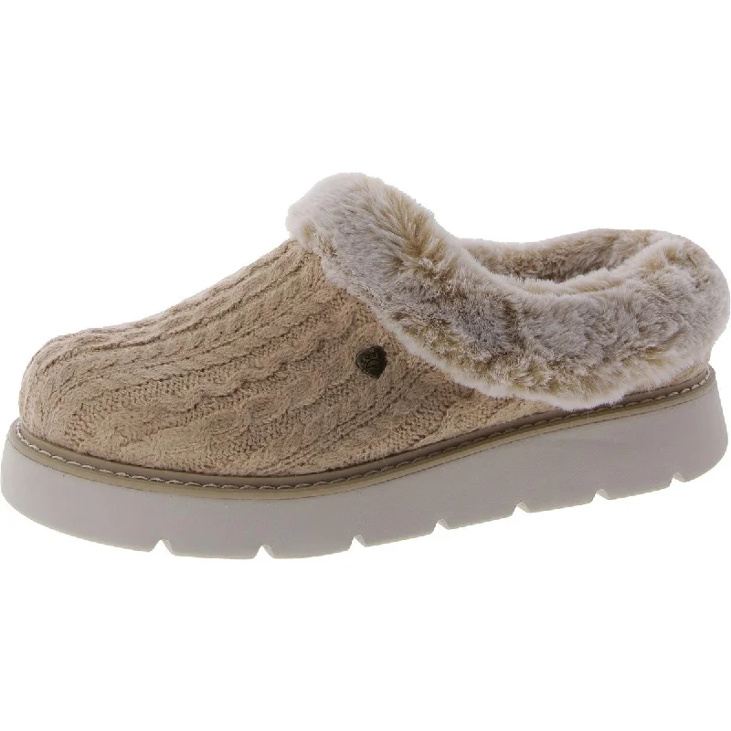 Keepsakes Lite-Warm Greetings Womens Faux Fur Lined Slip On Loafer Slippers