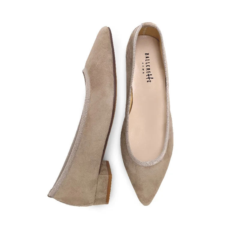 Women's Tassel - Trimmed Ballet Flats in Olive Green for a Trendy Twist Pointed toe dove gray suede ballet flats Women's Tassel - Trimmed Ballet Flats in Olive Green for a Trendy Twist Pointed toe dove gray suede ballet flats