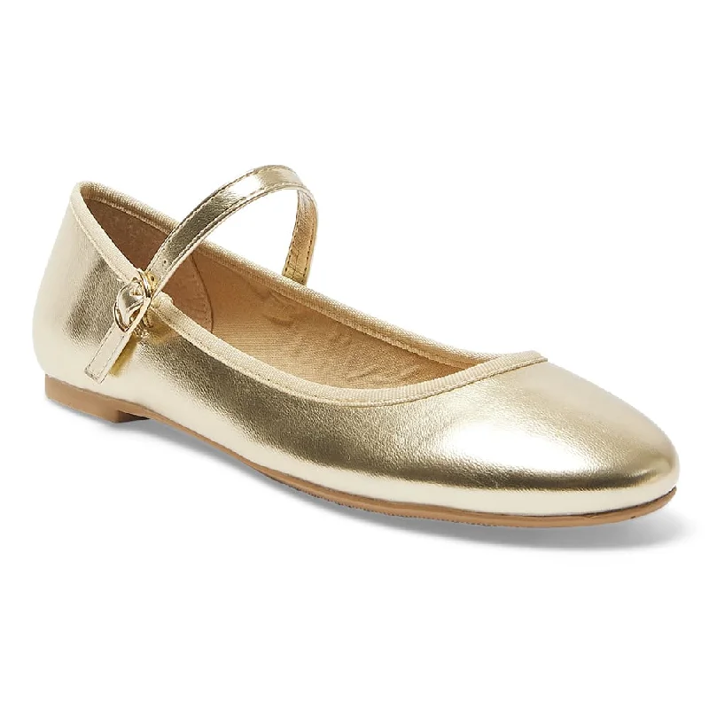 Women's Fur - Lined Ballet Flats in Tan for a Cozy Winter Option Sweet Flat in Soft Gold