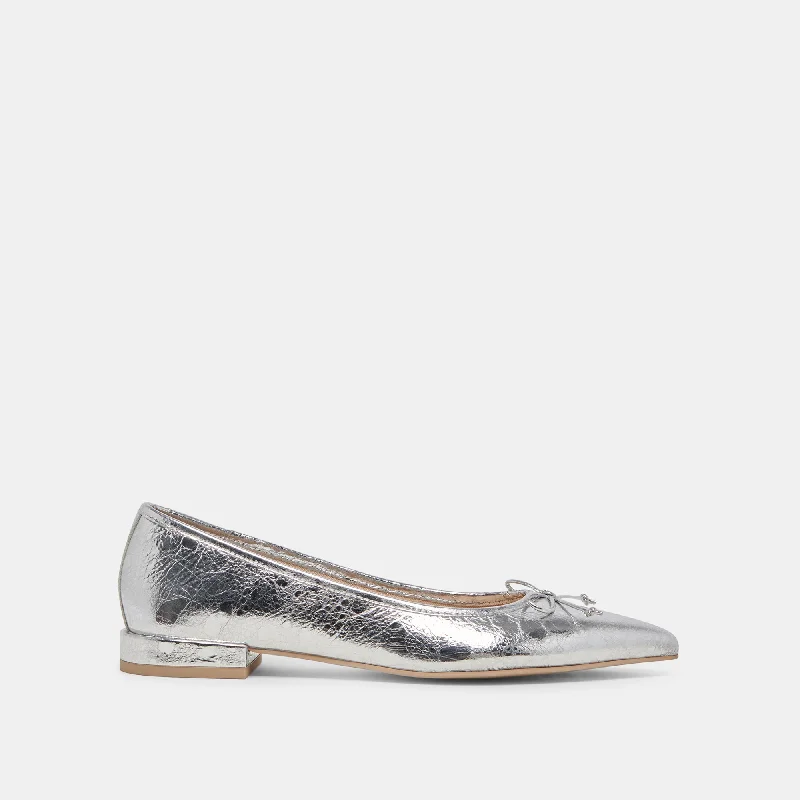 Women's Tassel - Trimmed Ballet Flats in Olive Green for a Trendy Twist PALANI BALLET FLATS SILVER DISTRESSED LEATHER - re:vita Women's Tassel - Trimmed Ballet Flats in Olive Green for a Trendy Twist PALANI BALLET FLATS SILVER DISTRESSED LEATHER - re:vita