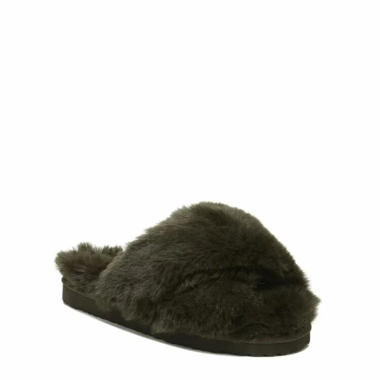 Sam Edelman Jeane Slipper Women's 6 Brown Faux Fur Comfort Slip-On Slide KHD754