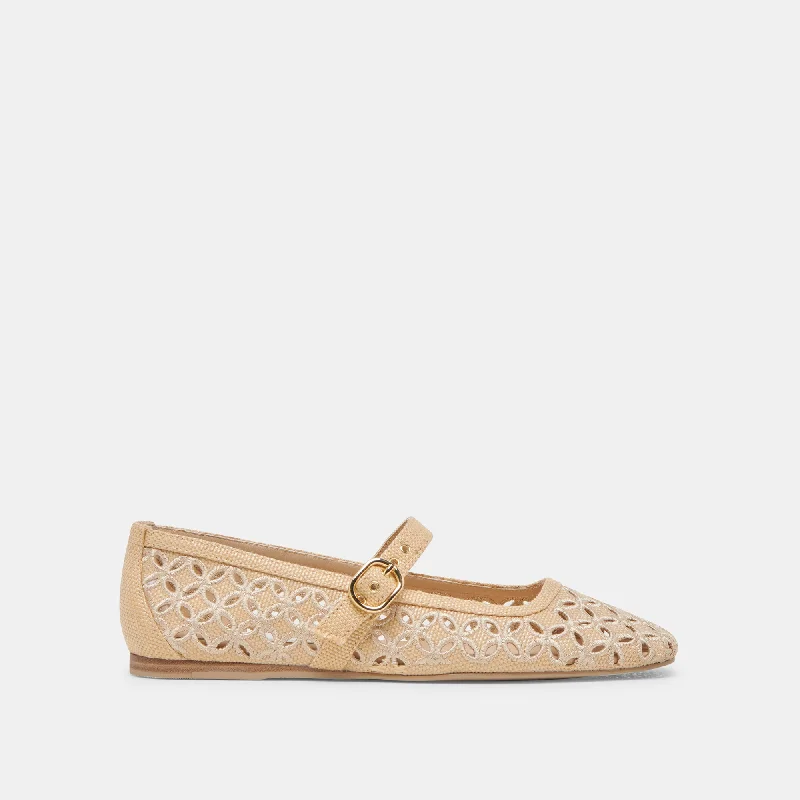 Women's Memory Foam Insole Ballet Flats in Pink for Extra Comfort RODNI EYELET PERF BALLET FLATS LT NATURAL WOVEN RAFFIA Women's Memory Foam Insole Ballet Flats in Pink for Extra Comfort RODNI EYELET PERF BALLET FLATS LT NATURAL WOVEN RAFFIA