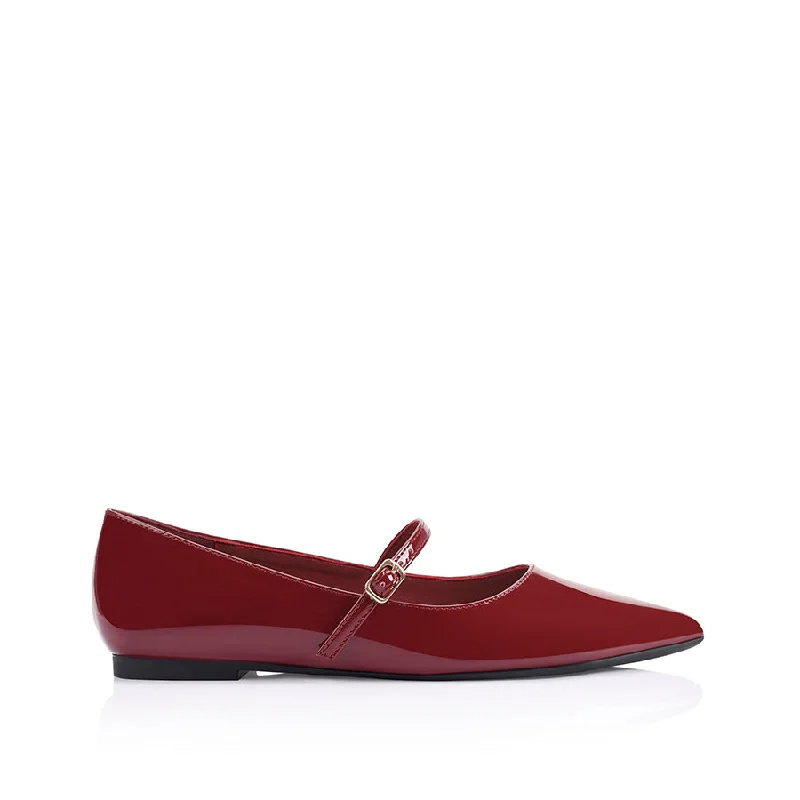 Women's Fur - Lined Ballet Flats in Tan for a Cozy Winter Option Iguana Mary Jane Flats - Wine Patent