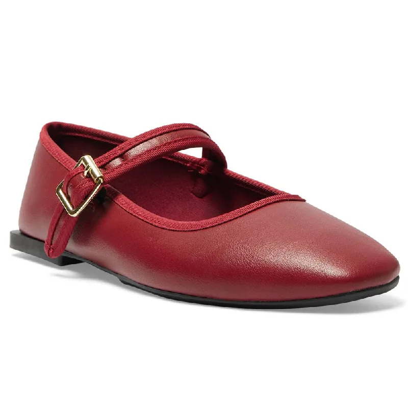 Women's Bow - Embellished Ballet Flats with a Platform Sole in Red for Added Height Romy Flat in Red Smooth Women's Bow - Embellished Ballet Flats with a Platform Sole in Red for Added Height Romy Flat in Red Smooth