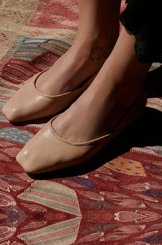 Women's Fur - Lined Ballet Flats in Tan for a Cozy Winter Option Amore Square Toe Ballet Flats