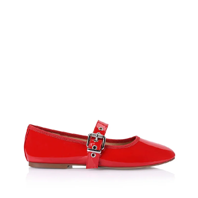 Women's Geometric - Patterned Ballet Flats in Multicolor for a Fashion - Forward Look Banks Buckled Mary-Jane Flats - Red Patent Women's Geometric - Patterned Ballet Flats in Multicolor for a Fashion - Forward Look Banks Buckled Mary-Jane Flats - Red Patent