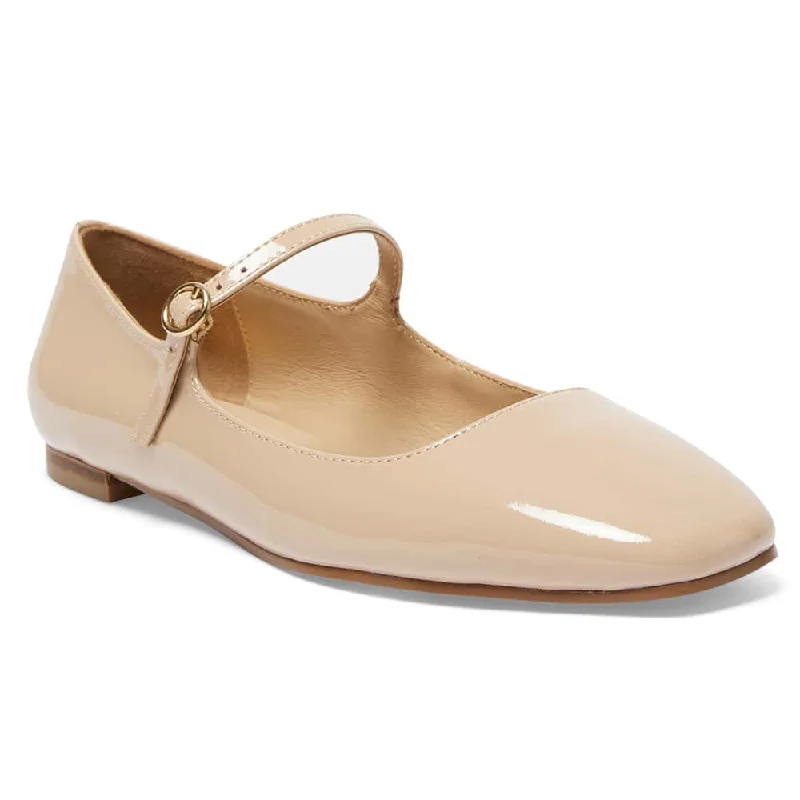 Women's Bow - Embellished Ballet Flats with a Platform Sole in Red for Added Height Tottie Flat in Nude Patent Women's Bow - Embellished Ballet Flats with a Platform Sole in Red for Added Height Tottie Flat in Nude Patent