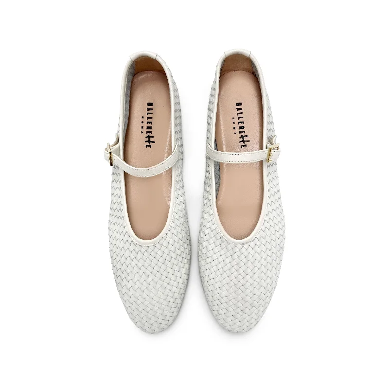 Women's Memory Foam Insole Ballet Flats in Pink for Extra Comfort White High-Cut Handwoven Leather Ballet Flats with Strap Women's Memory Foam Insole Ballet Flats in Pink for Extra Comfort White High-Cut Handwoven Leather Ballet Flats with Strap