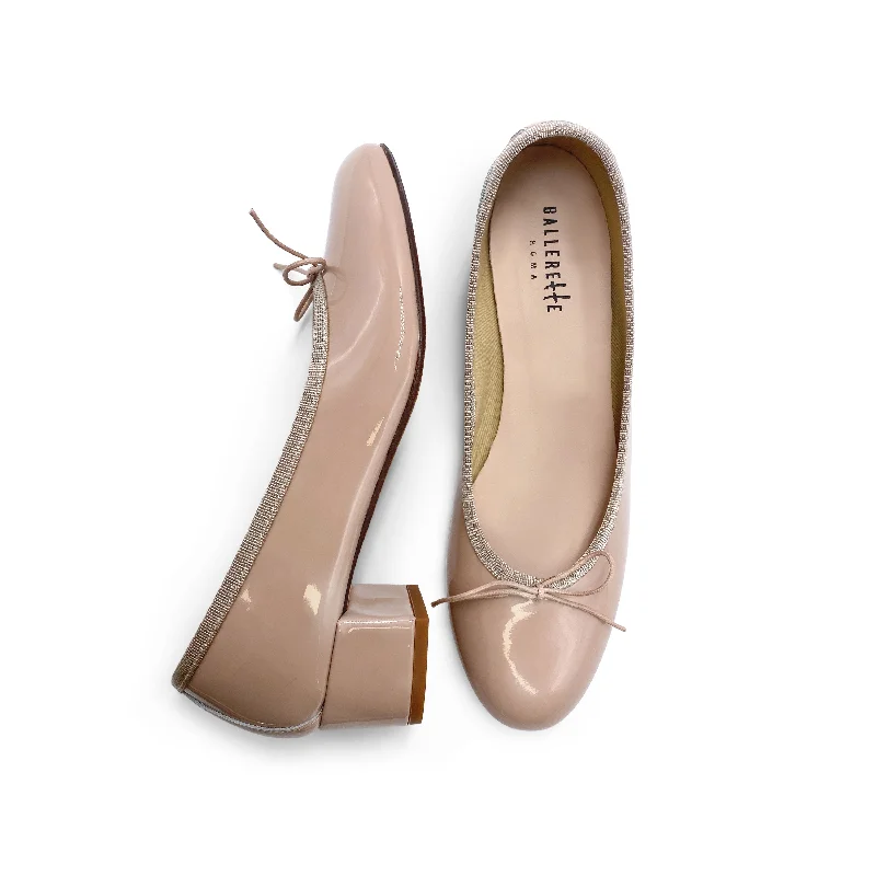 Women's Tassel - Trimmed Ballet Flats in Olive Green for a Trendy Twist Powder pink patent leather ballet flats with heel Women's Tassel - Trimmed Ballet Flats in Olive Green for a Trendy Twist Powder pink patent leather ballet flats with heel