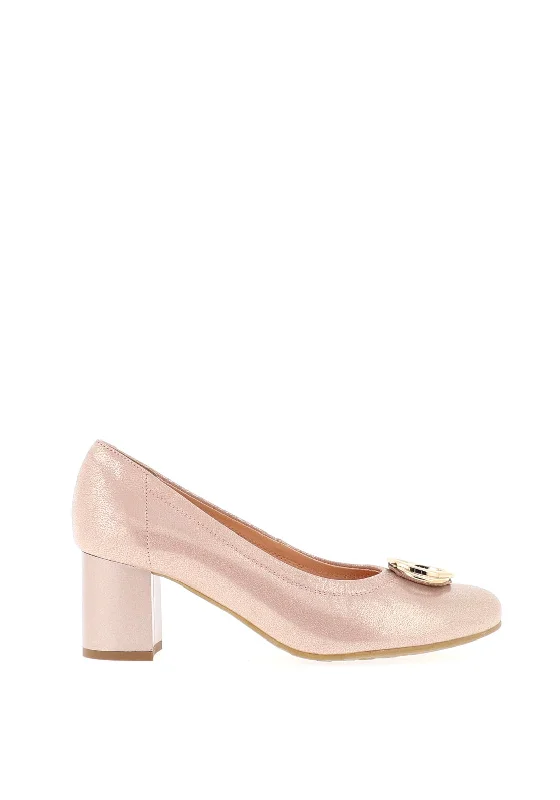 Women's cocktail party stiletto heel pumps with a unique pattern Bioeco by Arka Leather Shimmer Block Heel Shoes, Pink Women's cocktail party stiletto heel pumps with a unique pattern Bioeco by Arka Leather Shimmer Block Heel Shoes, Pink
