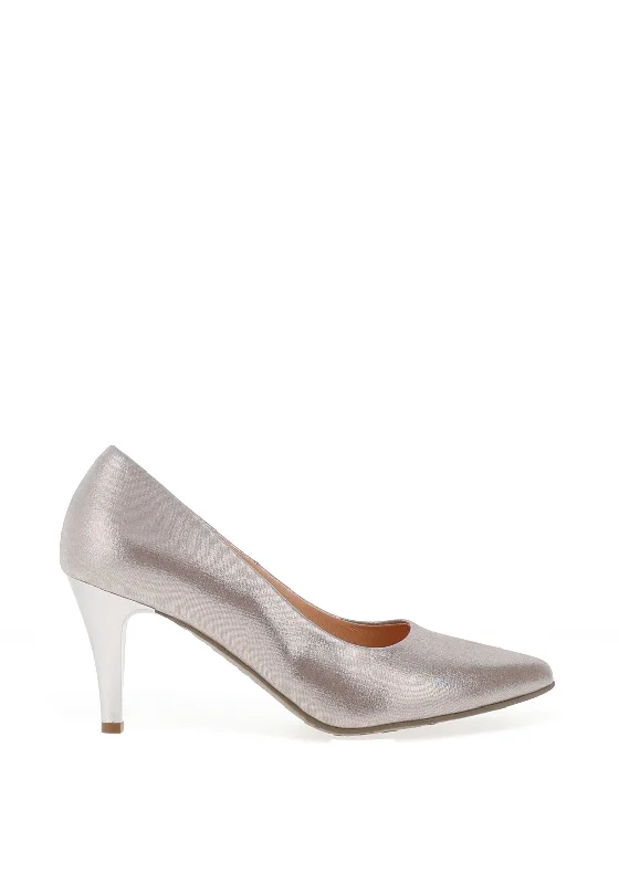 Women's lavender stiletto heel pumps for a delicate style Bioeco by Arka Shimmer Leather Court Shoes, Metallic Grey Women's lavender stiletto heel pumps for a delicate style Bioeco by Arka Shimmer Leather Court Shoes, Metallic Grey