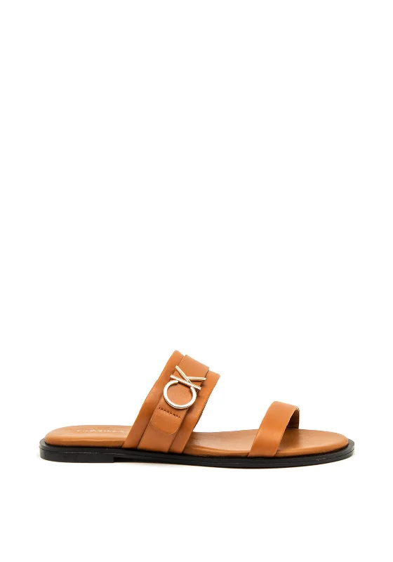 Women's Ankle - Strap Sandals with a Block Heel in Red for a Sophisticated Style Calvin Klein Womens Logo Leather Sandals, Tan Women's Ankle - Strap Sandals with a Block Heel in Red for a Sophisticated Style Calvin Klein Womens Logo Leather Sandals, Tan