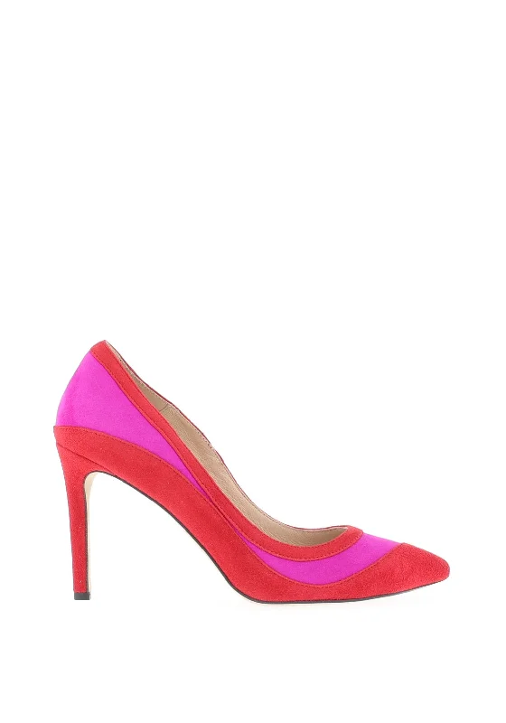 Women's patent leather stiletto heel pumps with a high - shine finish Emis Colour Block Panel Suede Court Shoes, Red & Fuchsia Women's patent leather stiletto heel pumps with a high - shine finish Emis Colour Block Panel Suede Court Shoes, Red & Fuchsia