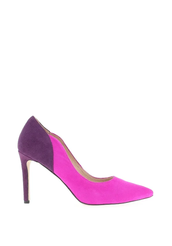 Women's studded stiletto heel pumps for an edgy look Emis Colour Block Suede Court Shoes, Fuchsia & Violet Women's studded stiletto heel pumps for an edgy look Emis Colour Block Suede Court Shoes, Fuchsia & Violet