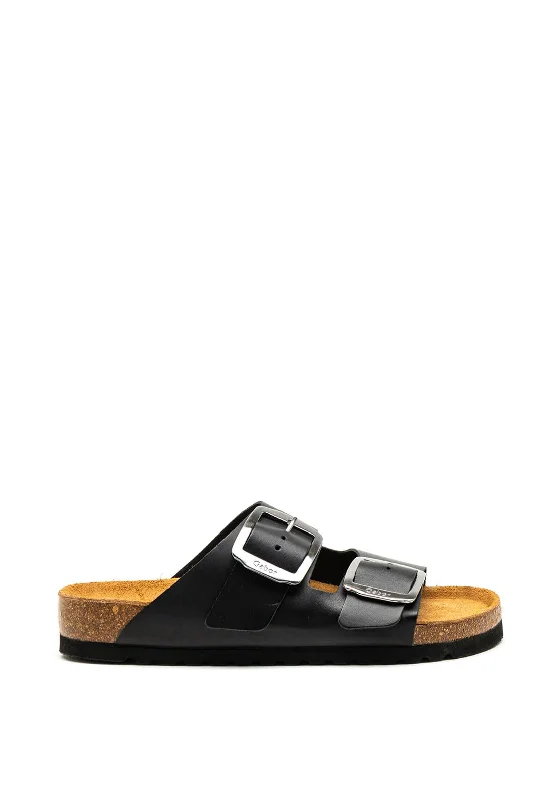 Women's Cork - Soled Espadrille Sandals with a Rope - Trimmed Upper in Navy for a Summer Vibe Gabor Leather Buckle Slip on Sandals, Black Women's Cork - Soled Espadrille Sandals with a Rope - Trimmed Upper in Navy for a Summer Vibe Gabor Leather Buckle Slip on Sandals, Black