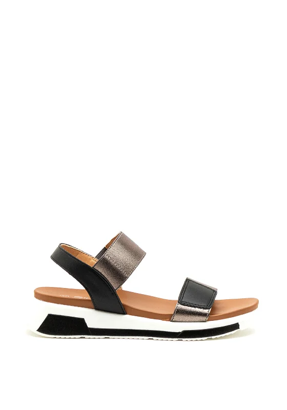 Women's Cork - Soled Espadrille Sandals with a Rope - Trimmed Upper in Navy for a Summer Vibe Gordon Jack Chelle Metallic Strap Sandals, Pewter Women's Cork - Soled Espadrille Sandals with a Rope - Trimmed Upper in Navy for a Summer Vibe Gordon Jack Chelle Metallic Strap Sandals, Pewter