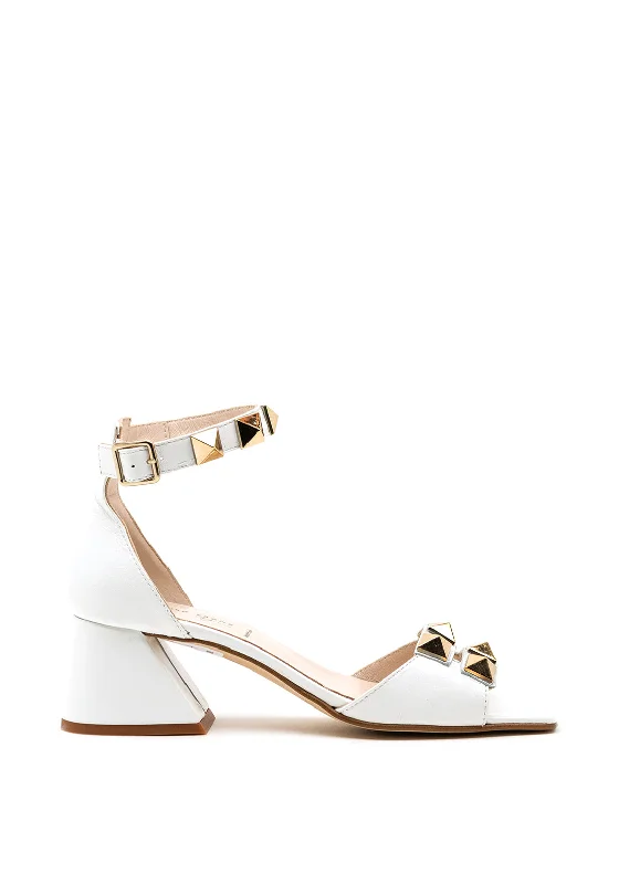 Women's Sandals with a Glitter - Coated Strap in Gold for a Sparkly Summer Outfit Jose Saenz Leather Stud Block Heel Sandals, White Women's Sandals with a Glitter - Coated Strap in Gold for a Sparkly Summer Outfit Jose Saenz Leather Stud Block Heel Sandals, White