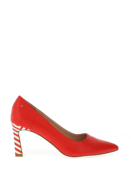 Women's metallic leather stiletto heel pumps with a reflective surface Kate Appleby Bamburgh Shimmer Spot Print Heeled Shoe, Swiss Red Zig