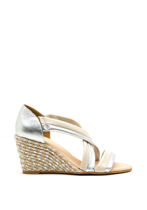 Women's Sandals with a Glitter - Coated Strap in Gold for a Sparkly Summer Outfit Kate Appleby Lerwick Wedged Sandals, Silver and Cream Women's Sandals with a Glitter - Coated Strap in Gold for a Sparkly Summer Outfit Kate Appleby Lerwick Wedged Sandals, Silver and Cream