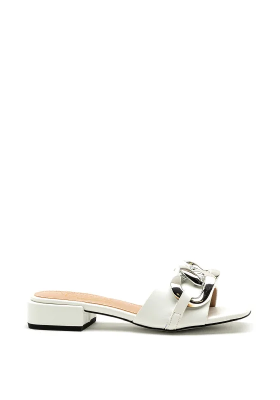 Women's Sandals with a Wedge Heel and a Tassel Detail in Orange for a Trendy Look Kate Appleby Mendip Chain Slip on Sandals, White