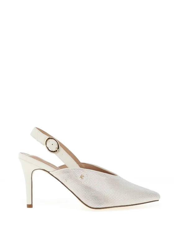 Women's mesh - paneled stiletto heel pumps for breathability Kate Appleby Moonwise Shimmer Lattice Print Heeled Shoe, White Haze