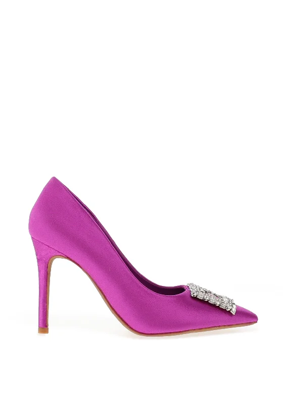 Women's charcoal gray stiletto heel pumps for a neutral yet stylish option Zen Collection Satin Brooch Heeled Shoe, Purple Women's charcoal gray stiletto heel pumps for a neutral yet stylish option Zen Collection Satin Brooch Heeled Shoe, Purple
