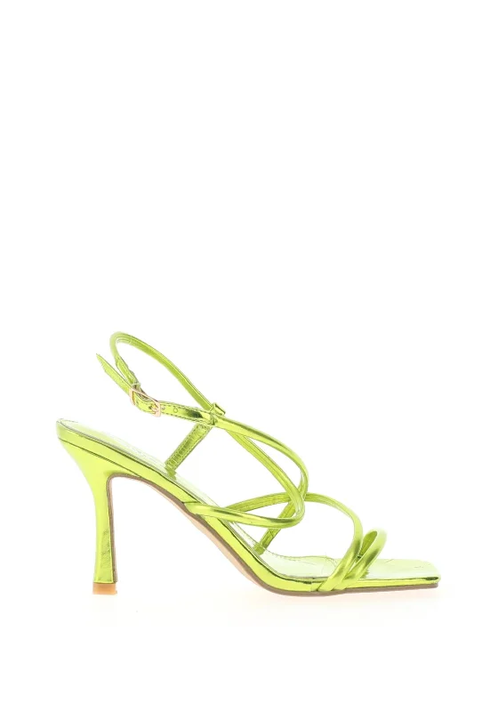 Women's wedding stiletto heel pumps with a pearl - encrusted strap Zen Collection Metallic Multi Strap Heeled Shoe, Lime Green Women's wedding stiletto heel pumps with a pearl - encrusted strap Zen Collection Metallic Multi Strap Heeled Shoe, Lime Green