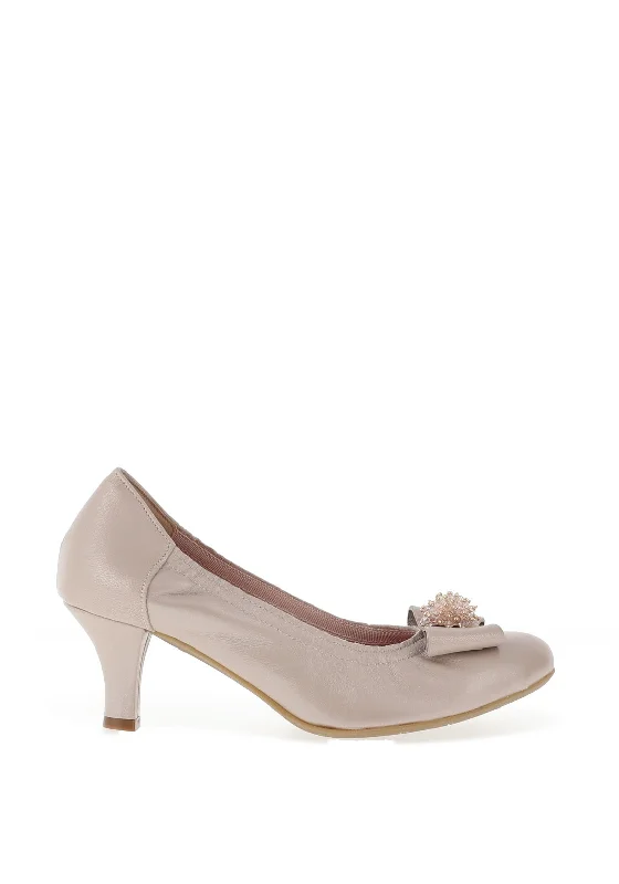 Women's cocktail party stiletto heel pumps with a unique pattern Le Babe Cluster Bow Low Heel Court Shoes, Stone Women's cocktail party stiletto heel pumps with a unique pattern Le Babe Cluster Bow Low Heel Court Shoes, Stone