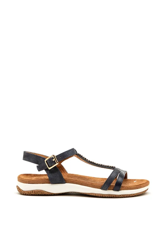 Women's Thong Sandals with a Beaded Design in Multicolor for a Beachy Aesthetic Lunar Perrie Embellished T-Bar Sandals, Navy Women's Thong Sandals with a Beaded Design in Multicolor for a Beachy Aesthetic Lunar Perrie Embellished T-Bar Sandals, Navy