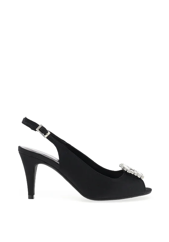Women's lavender stiletto heel pumps for a delicate style Lunar Elegance Venice Satin Brooch Heeled Shoes, Black Women's lavender stiletto heel pumps for a delicate style Lunar Elegance Venice Satin Brooch Heeled Shoes, Black