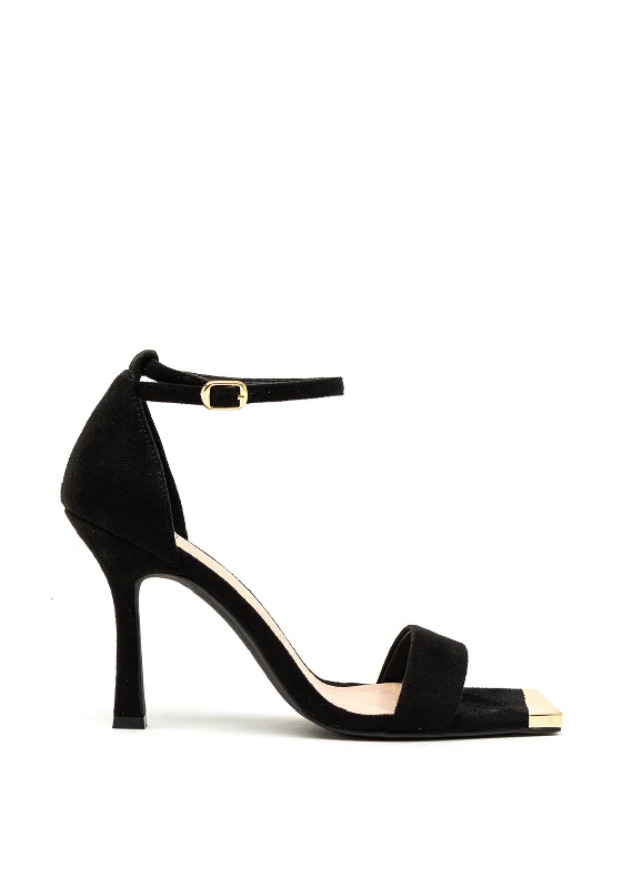 Women's Strappy Gladiator Sandals with Buckle Closures in Tan for a Boho Look Menbur Faux Suede Square Toe Heeled Sandals, Black Women's Strappy Gladiator Sandals with Buckle Closures in Tan for a Boho Look Menbur Faux Suede Square Toe Heeled Sandals, Black