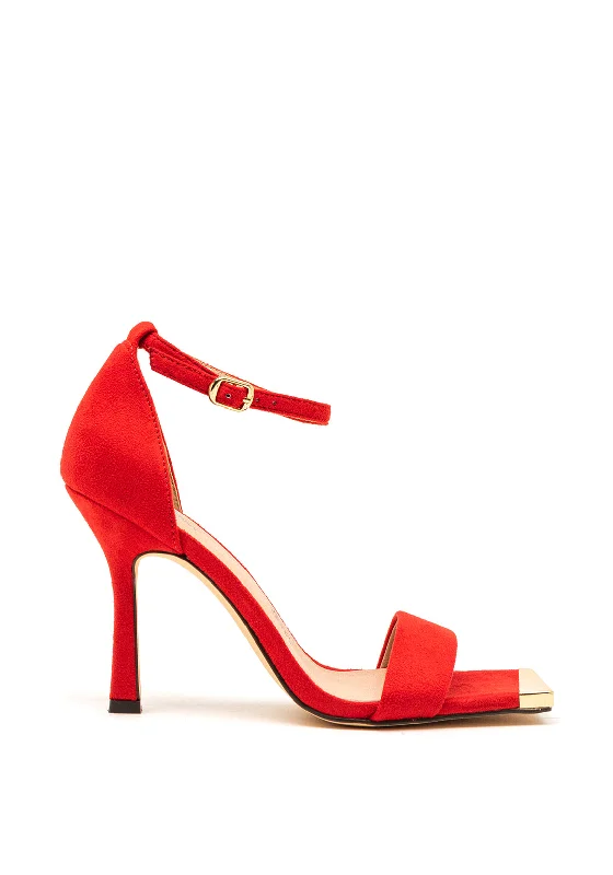Women's Sandals with a Glitter - Coated Strap in Gold for a Sparkly Summer Outfit Menbur Faux Suede Square Toe Heeled Sandals, Red Women's Sandals with a Glitter - Coated Strap in Gold for a Sparkly Summer Outfit Menbur Faux Suede Square Toe Heeled Sandals, Red