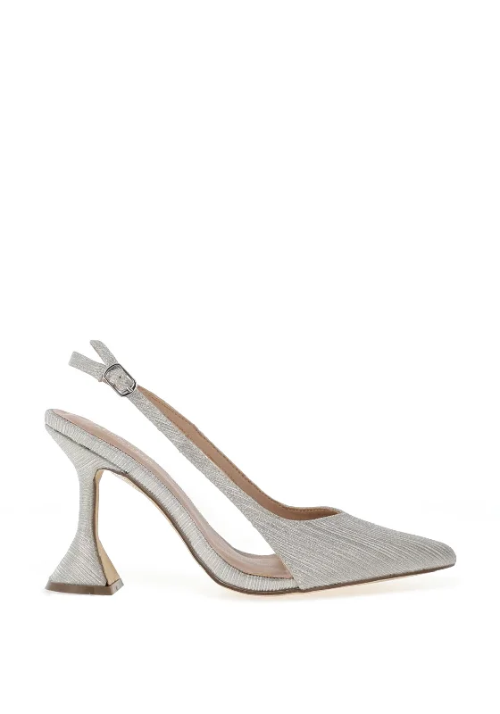 Women's tassel - adorned stiletto heel pumps for a bohemian touch Menbur Shimmer Pointed Toe Heeled Shoe, Silver
