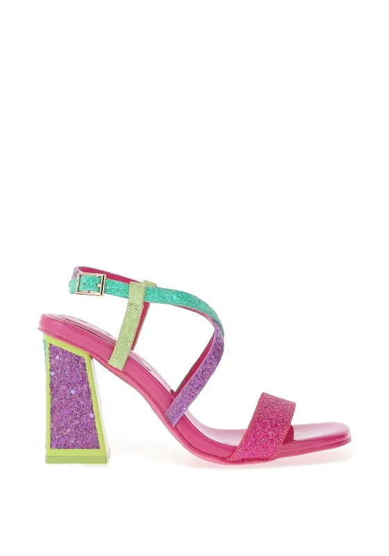 Women's studded stiletto heel pumps for an edgy look Menbur Glitter Pointed Toe Heeled Shoe, Fuchsia Multi
