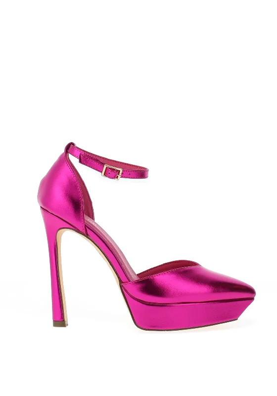 Women's evening gala stiletto heel pumps in a long - lasting color Menbur Metallic Pointed Toe Platform Stiletto Heel Shoes, Pink Women's evening gala stiletto heel pumps in a long - lasting color Menbur Metallic Pointed Toe Platform Stiletto Heel Shoes, Pink
