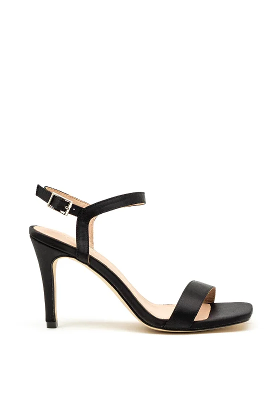 Women's Ankle - Strap Sandals with a Block Heel in Red for a Sophisticated Style Menbur Square Toe Heeled Sandals, Black Women's Ankle - Strap Sandals with a Block Heel in Red for a Sophisticated Style Menbur Square Toe Heeled Sandals, Black