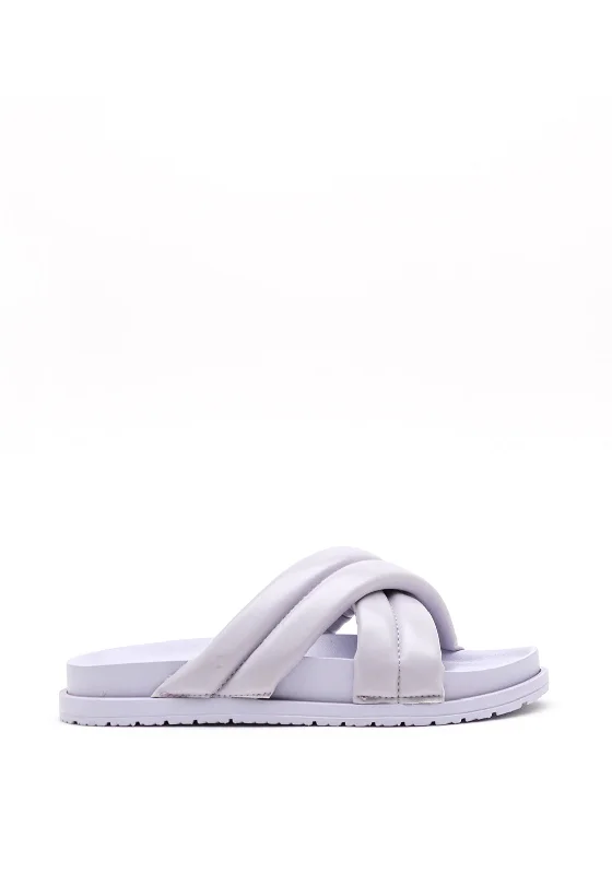 Women's Sandals with a Wedge Heel and a Tassel Detail in Orange for a Trendy Look Millie & Co. Padded Strap Slider Sandals, Lilac