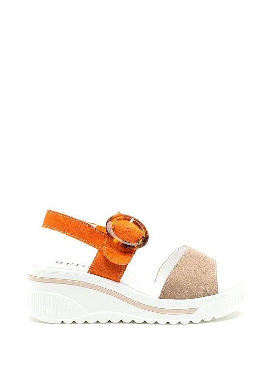 Women's Sandals with a Glitter - Coated Strap in Gold for a Sparkly Summer Outfit Redz Suede Buckle Strap Wedge Sandals, Orange Women's Sandals with a Glitter - Coated Strap in Gold for a Sparkly Summer Outfit Redz Suede Buckle Strap Wedge Sandals, Orange