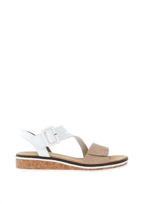 Women's Cork - Soled Espadrille Sandals with a Rope - Trimmed Upper in Navy for a Summer Vibe Rieker Womens Split Strap Velcro Sandals, Beige Combi Women's Cork - Soled Espadrille Sandals with a Rope - Trimmed Upper in Navy for a Summer Vibe Rieker Womens Split Strap Velcro Sandals, Beige Combi